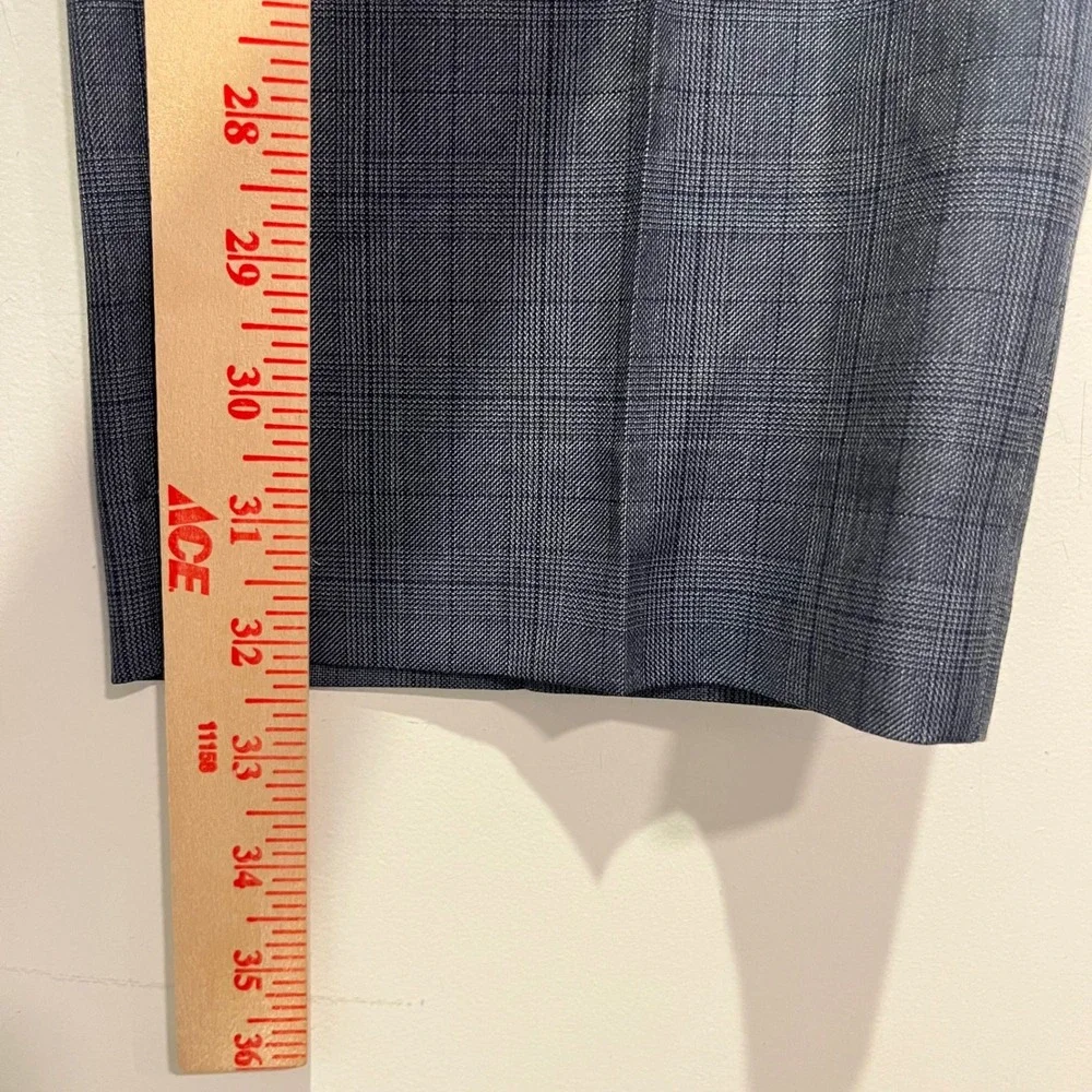 Banana Republic Standard Fit Guabello Wool Dress Pants Blue Glen Plaid 31x34